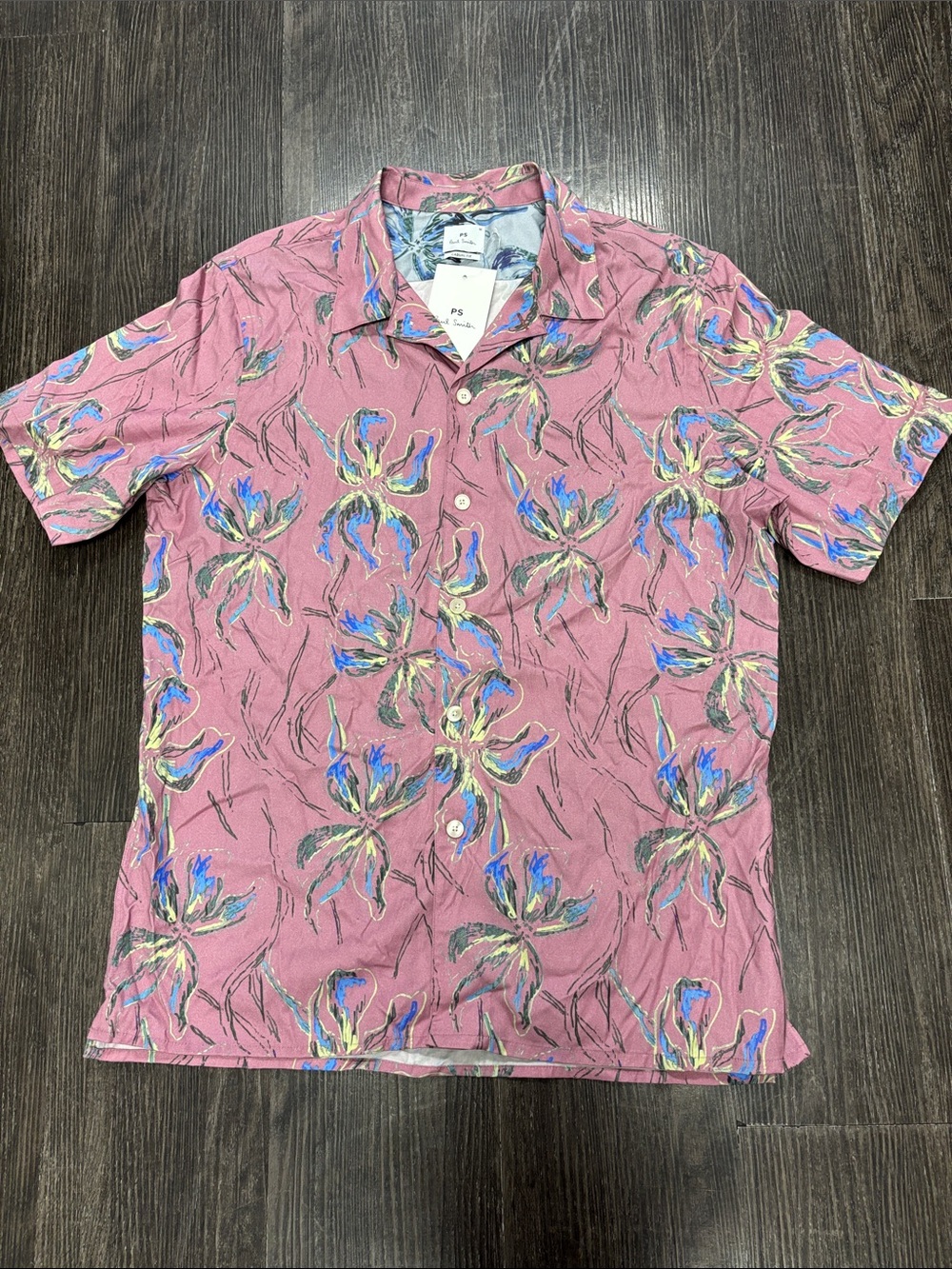 Paul Smith Pink Floral Print Short-Sleeve Button-Down Shirt Size Small